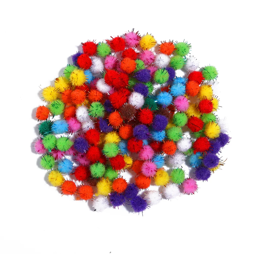 10-35 gr/paket 10/15/20mm Bunte Glitter Pompom Flauschigen Plüsch Handwerk Für DIY Weihnachten Dekoration Kinder spielzeug Puppen Zubehör – Detail 10