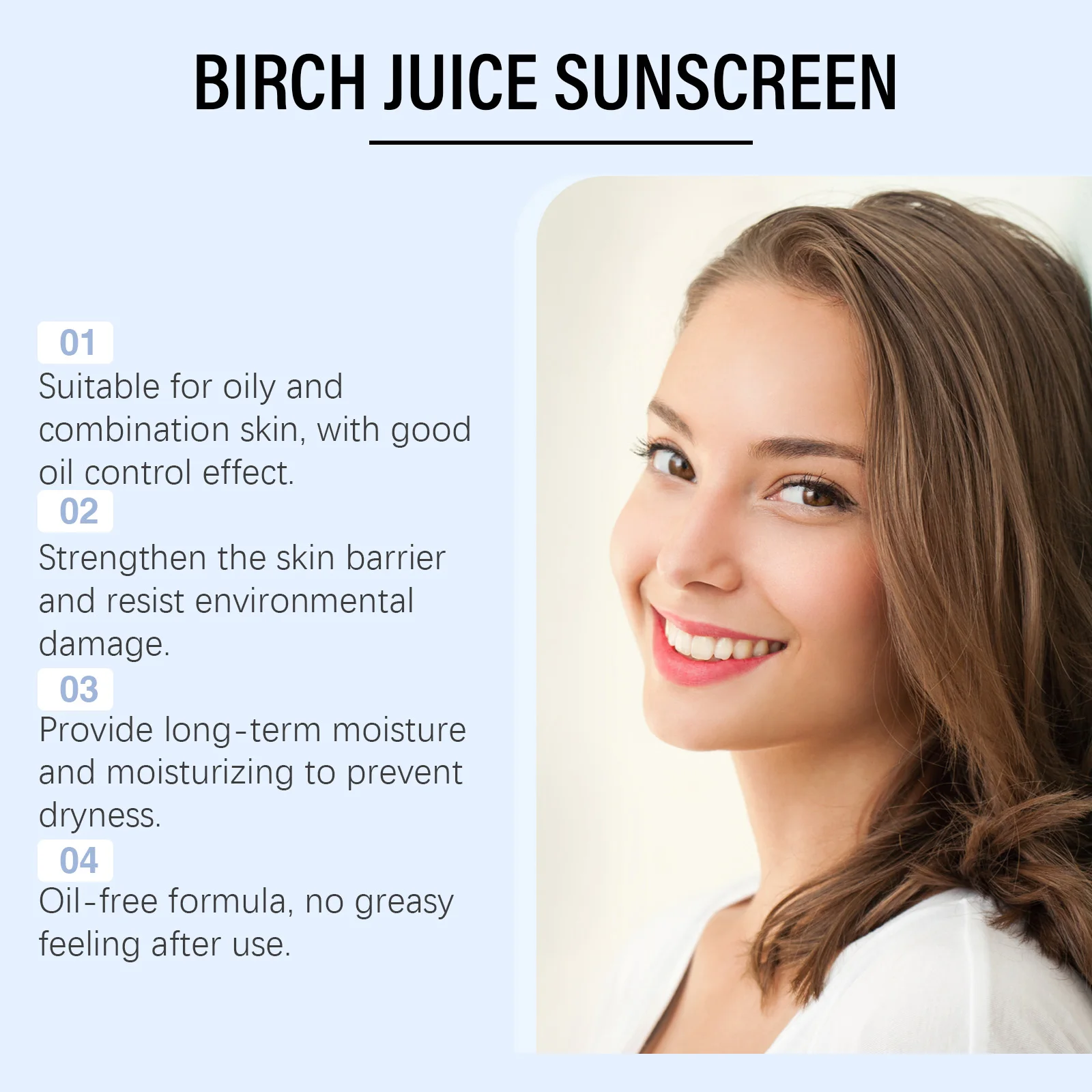 Birch Juice Sunscreen SPF50+ PA+++ Body Whitening Sun Cream UV Protection Refreshing Oil-Control Anti-Sun Moisturizing Sunblock