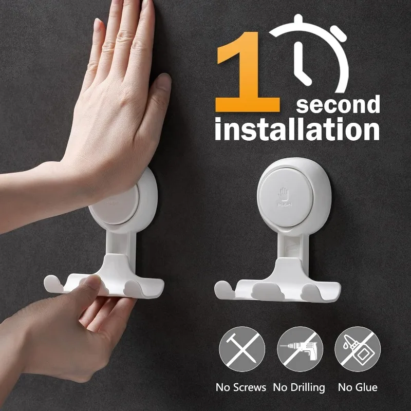 Suction Cup Hooks Powerful Vacuum Suction Hooks Removable and Reusable Shower Razor for Bathroom & Kitchen Shower