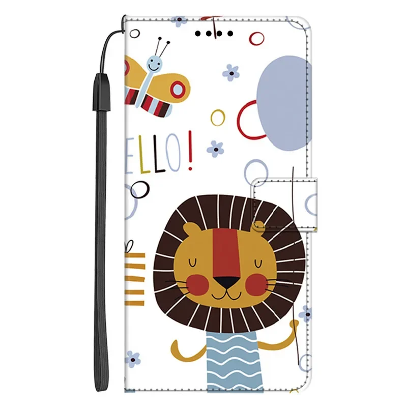 Luxury Leather Flip Case Wallet with Stand and Artistic Design