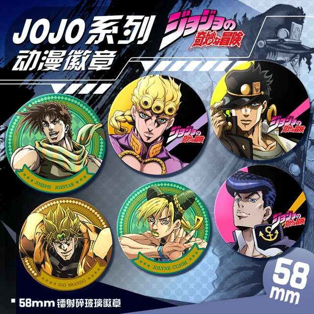 JoJo's Bizarre Adventure-Tinplate Badge, Laser Glass Badge, Animação  Periférica Broche, Botão Macio Pin, Acessórios Saco, Atacado - AliExpress