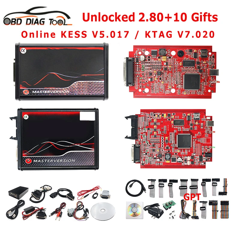 Free 2.80 Online EU Red Kess V5.017 Ktag V7.020 OBD2 ECU Chip Tuning Tool Kess 5.017 K-tag 7.020 BDM Frame Master ECU Programmer buy car inspection equipment