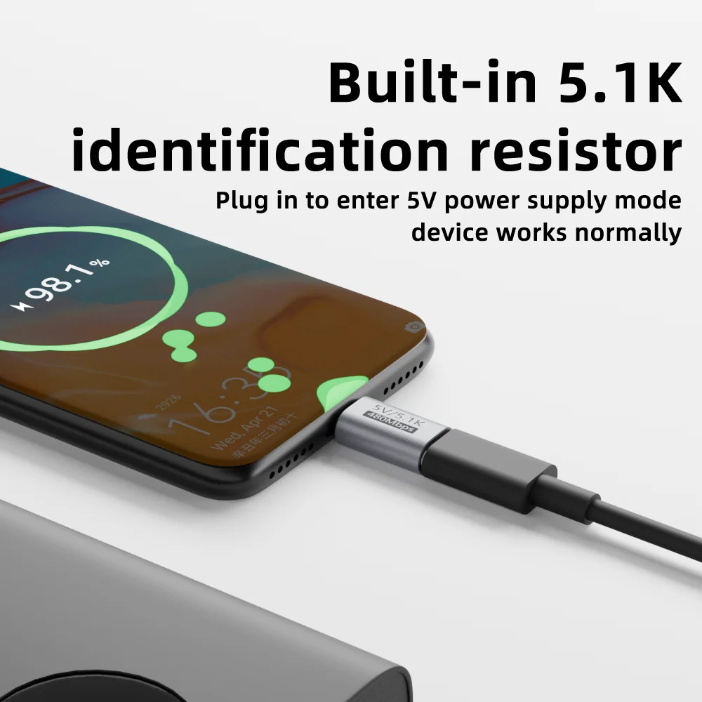 USB-C 5.1K 저항 충전 어댑터 안전한 5V 과전압 보호 소형 스마트 기기용 알루미늄 합금 유형 C 커넥터