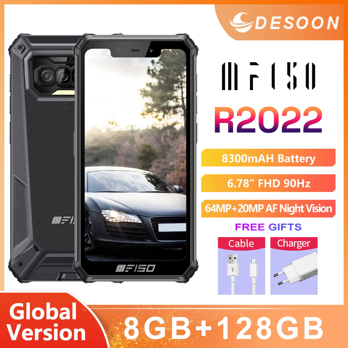 

IIIF150 R2022 6.78'' FHD 90Hz G95 8GB+128GB IP68/69K Smartphone 64MP+20MP AF Night Vision 8300mAh Rugged Phone global version