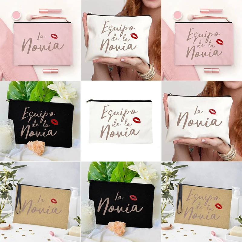 

Тканевый льняной косметичка Экипировка невесты 2023, дорожная косметичка, милая сумка для макияжа, школьная Женская Роскошная косметичка