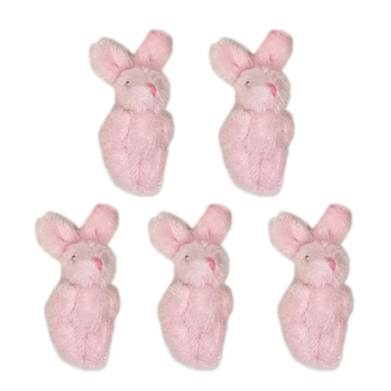 Y166 5 Stück Mini Soft Joint Kaninchen Anhänger Plüsch Hase Schlüsselanhänger Blumenstrauß Spielzeug – Detail 9