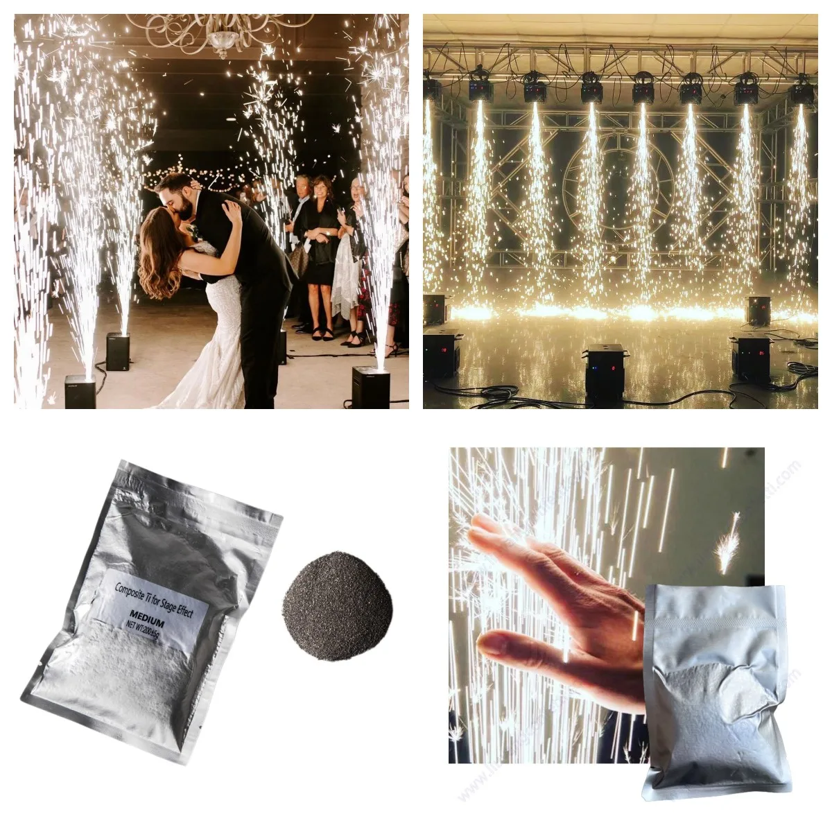 10X 200g/bag MSDS Spain Stock Metal Powder Stage Dmx512 Control Cold Spark Machine Powder for Indoor Outdoor Wedding Sparklers