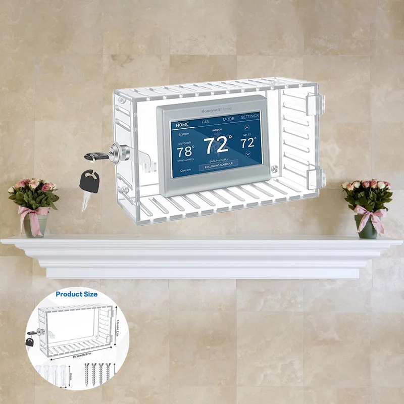 Scatola Di Blocco Termostato Universale 1Pc Con Chiave Coperchio Termostato Grande Trasparente Per Termostato A Parete Protezione Termostato Fit Termo