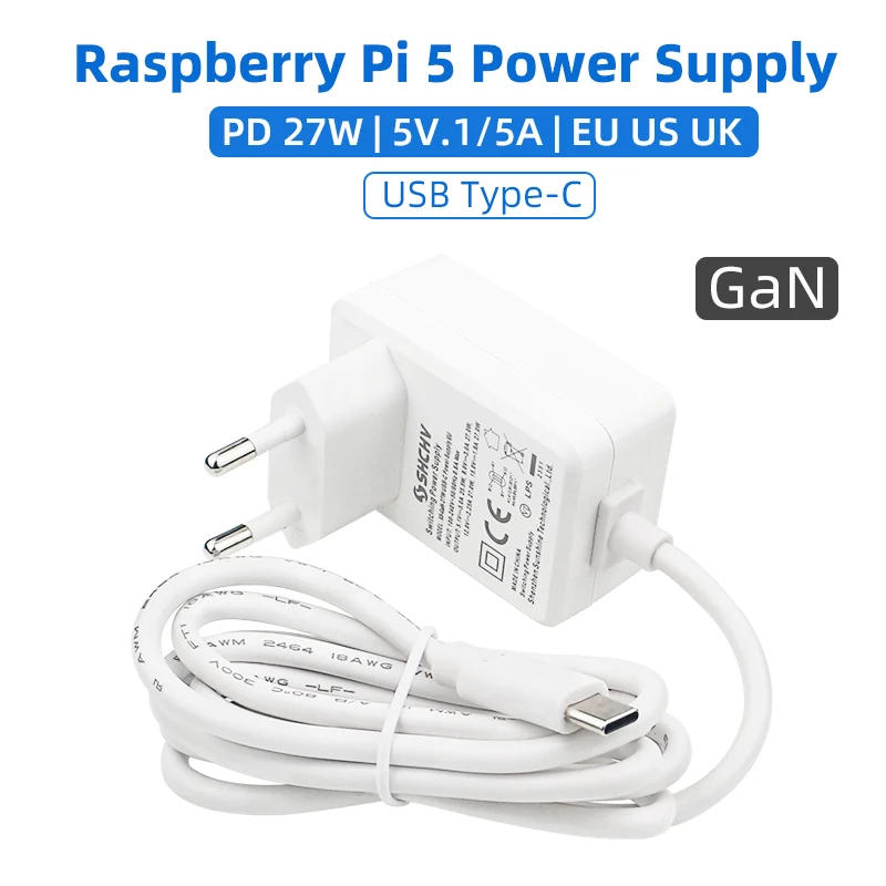 Adaptador de Alimentação para Raspberry pi 5.1v 5a Fonte de Alimentação pd 27w Usb Carregador tipo c ue Eua Plug uk Raspberry pi 4b