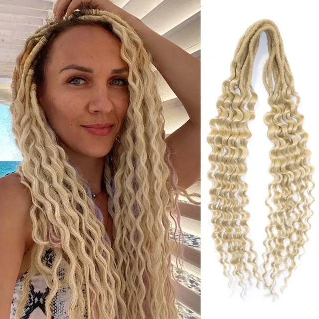 48 Inch Double Ended Curly Dreadlock Extensions Blonde Wavy Dreads