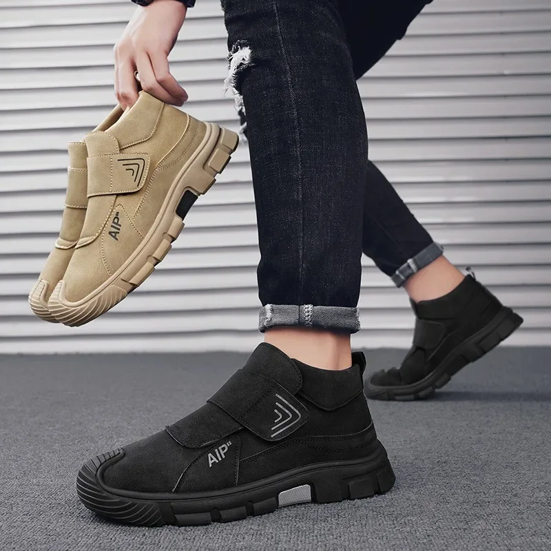 Men's Leather Shoes Men's Casual Shoes Velcro Anti Slip Wear-resistant 2024 Trend Comfortable Male Sneakers Zapatillas De Hombre 4