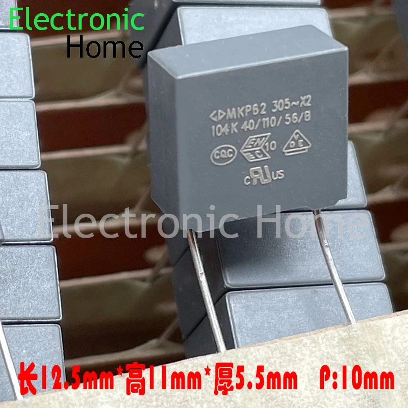 50PCS/LOT Farad MKP62 104 0.1uf 100nf 275v 305v X2 Safety Standard Thin Film Capacitor 12.5x11x5.5mm Pin Distance 10mm