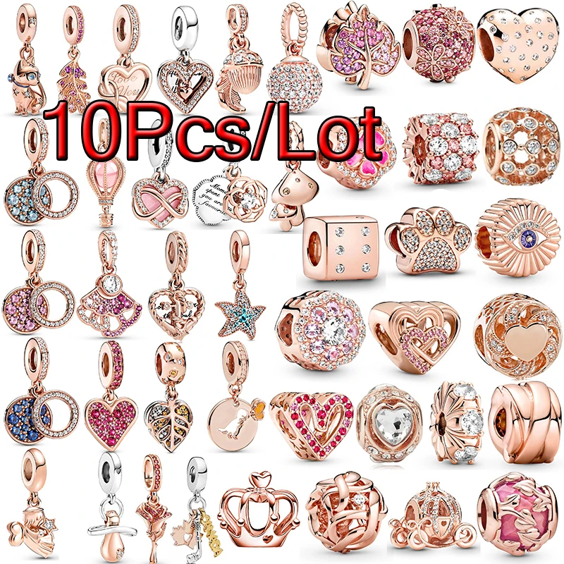 

10Pcs/lot Shinning Crystal Butterfly Mushroom Crown Charms Beads Pendant Fit DIY Bracelets Bangles For Women Men Jewelry Making