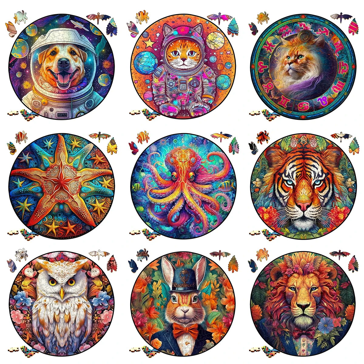 Mysterious Cute Animals Wooden Puzzle For Adults Wooden Crafts Colorful And Round Shaped Animal Puzzle Wood Craft Toys For kids 30pcs 20x3mm small magnets for crafts round grade 5 strong magnets great for creating fridge magnets and other magnetic craft p