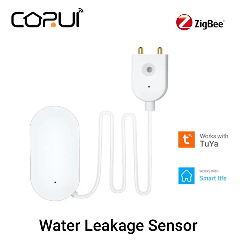 

CORUI Tuya Smart Zigbee Water Leak Detector Flood Water leakage Alarm Sensor Smart Life App Monitoring Work With Tuya Zigbee Hub
