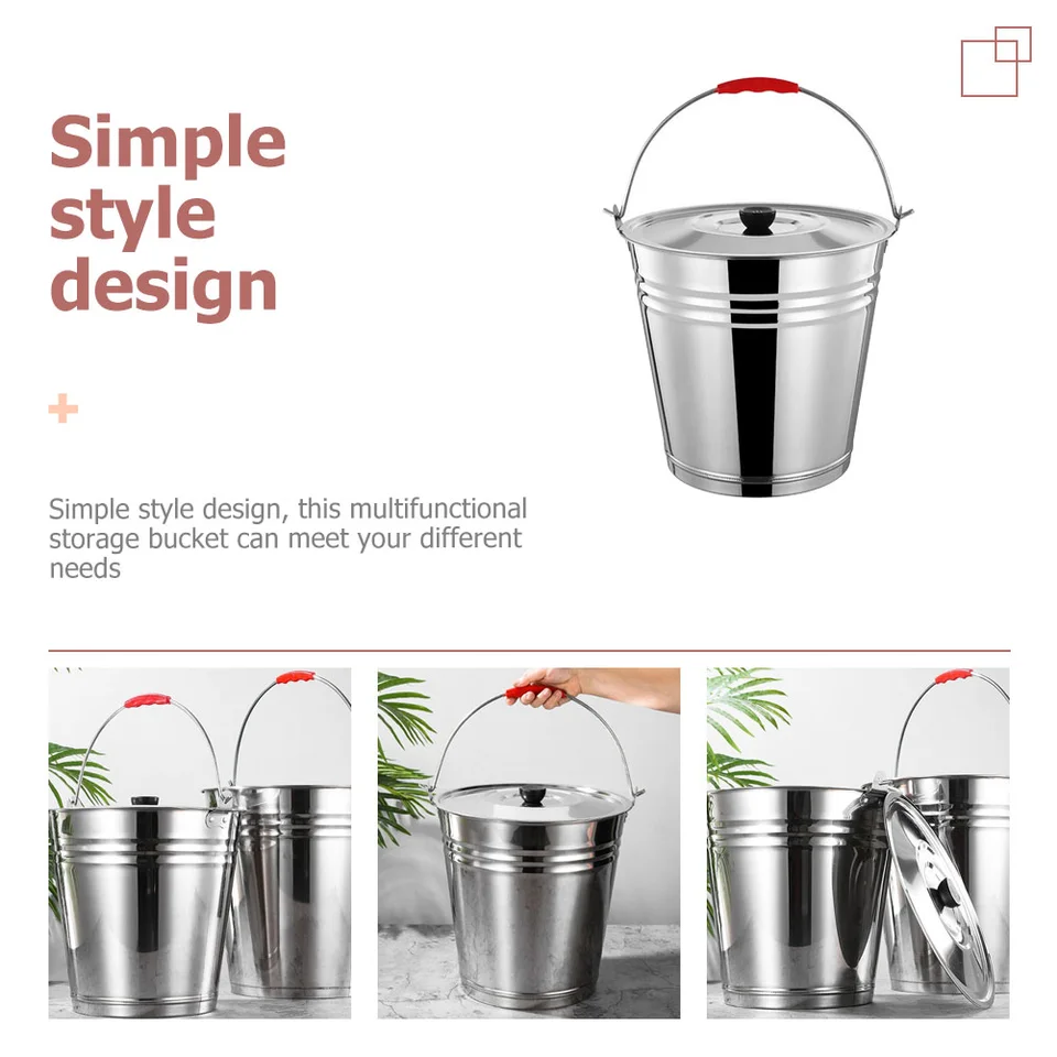 Secchio Cenere Vintage Marco Paul - 12 Litri In Acciaio Con Coperchio - Foto 9