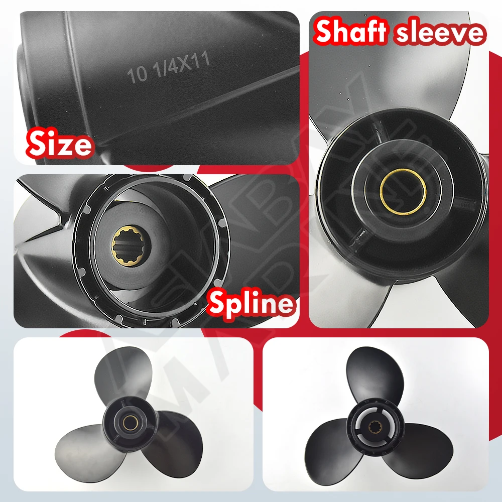 Suzuki Outboard Propeller marine propeller 10-1/4 x 11 Aluminum Screw 3 Blade 10 Spline Fits 20-30HP Boat Motors Part Number 58100-96420-019