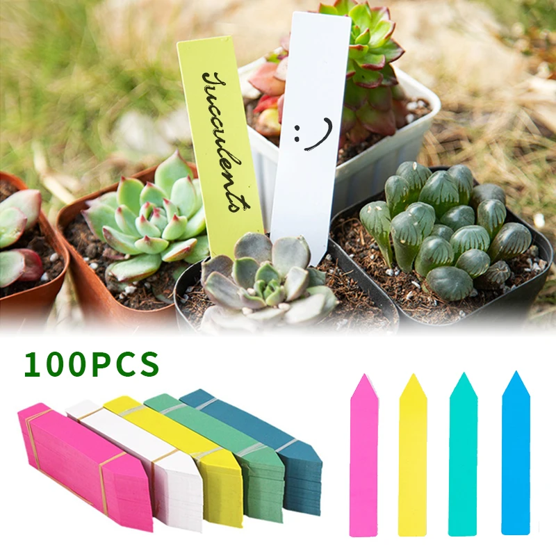 100Pcs Garden Plant Pot Markers Plastic Stake Tags Yard Court Nursery N0A9 L4D5 
