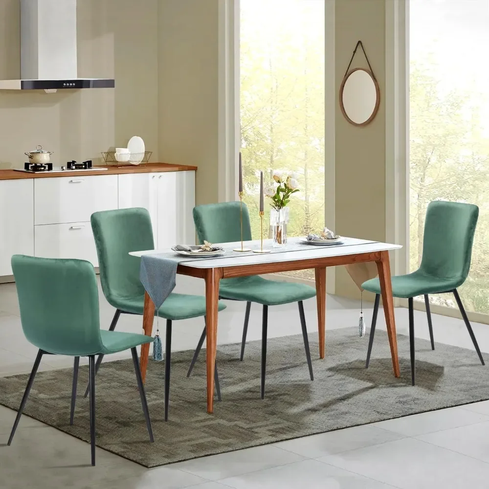 

Dining chair 4-piece set, comfortable side chair with velvet seat, sturdy metal legs, for kitchen, living room, living room