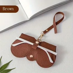 Elegant Retro - Style PU Leather Glasses Pouch - Durable Protective Case & Portable Sunglasses Holder (Brown)