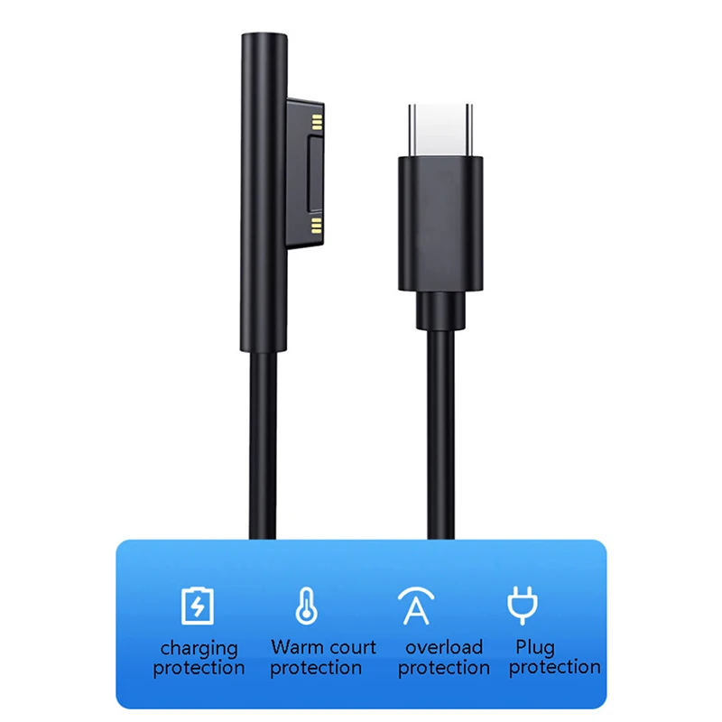 1 Pcs New Fast Charging USB Type-C Power Supply For Microsoft Surface Pro 7 3 4 5 6 15V 3A PD Tablet Charger Adapter Cable Cord