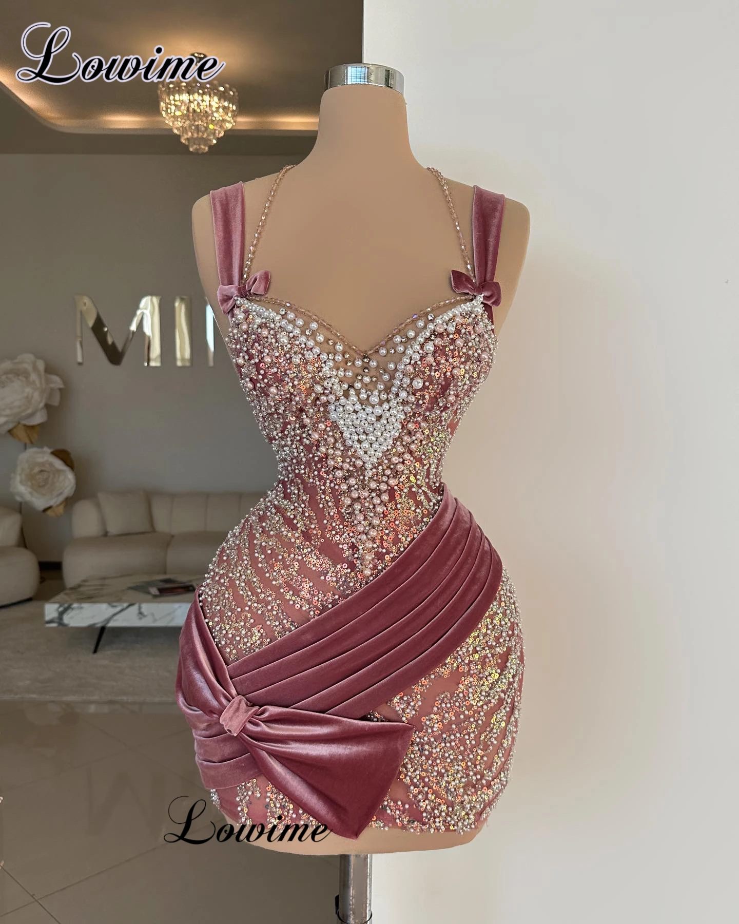 New Fashion Beaded Cocktail Dresses Mini Mermaid Sexy Homecoming Dresses With Pearls Vestidos De C&oacute;ctel Speghetti Party Gowns