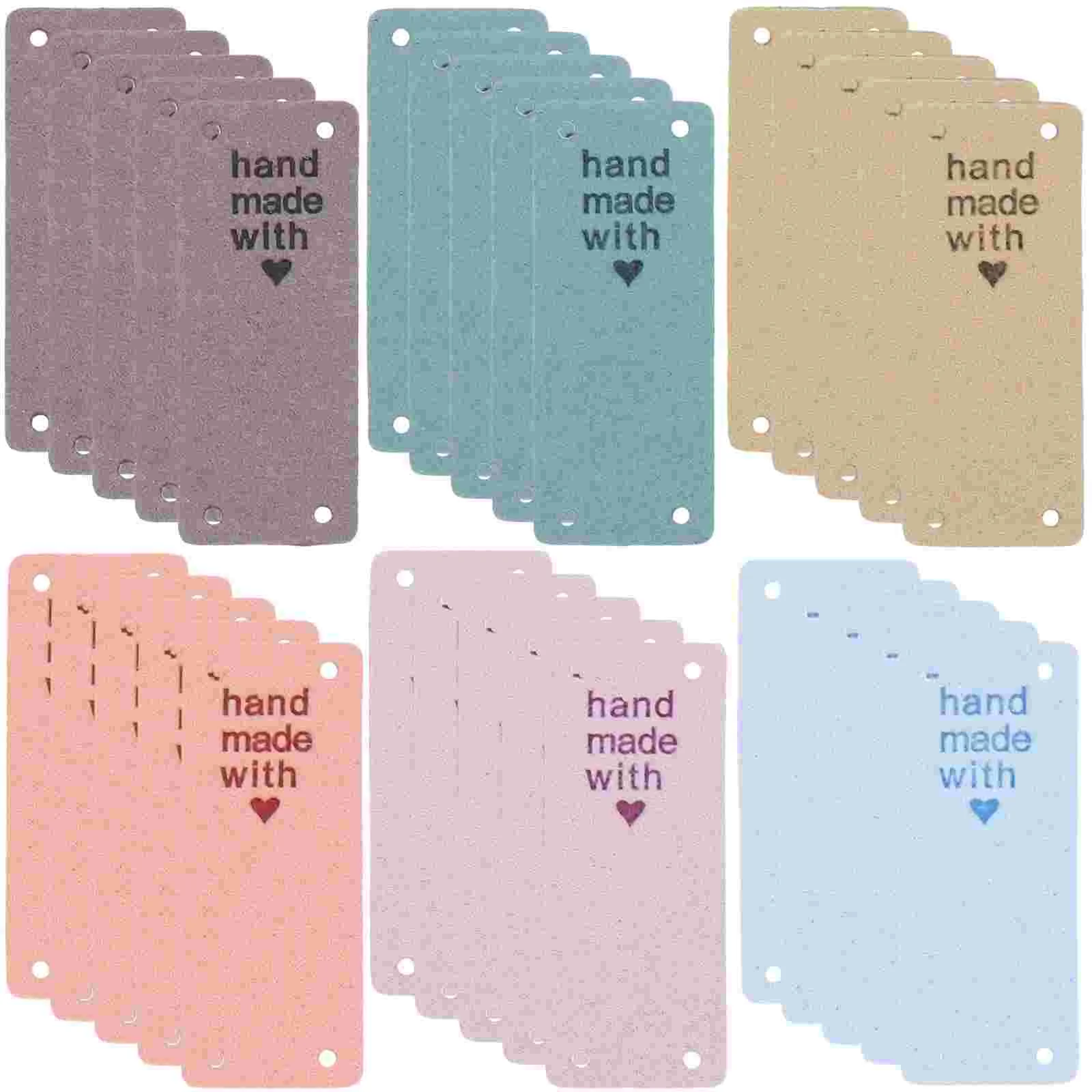 

30 Pcs Handmade Tag Knitting Labels Microfiber Manual Clothes Hat Clothing Embossed Sew on