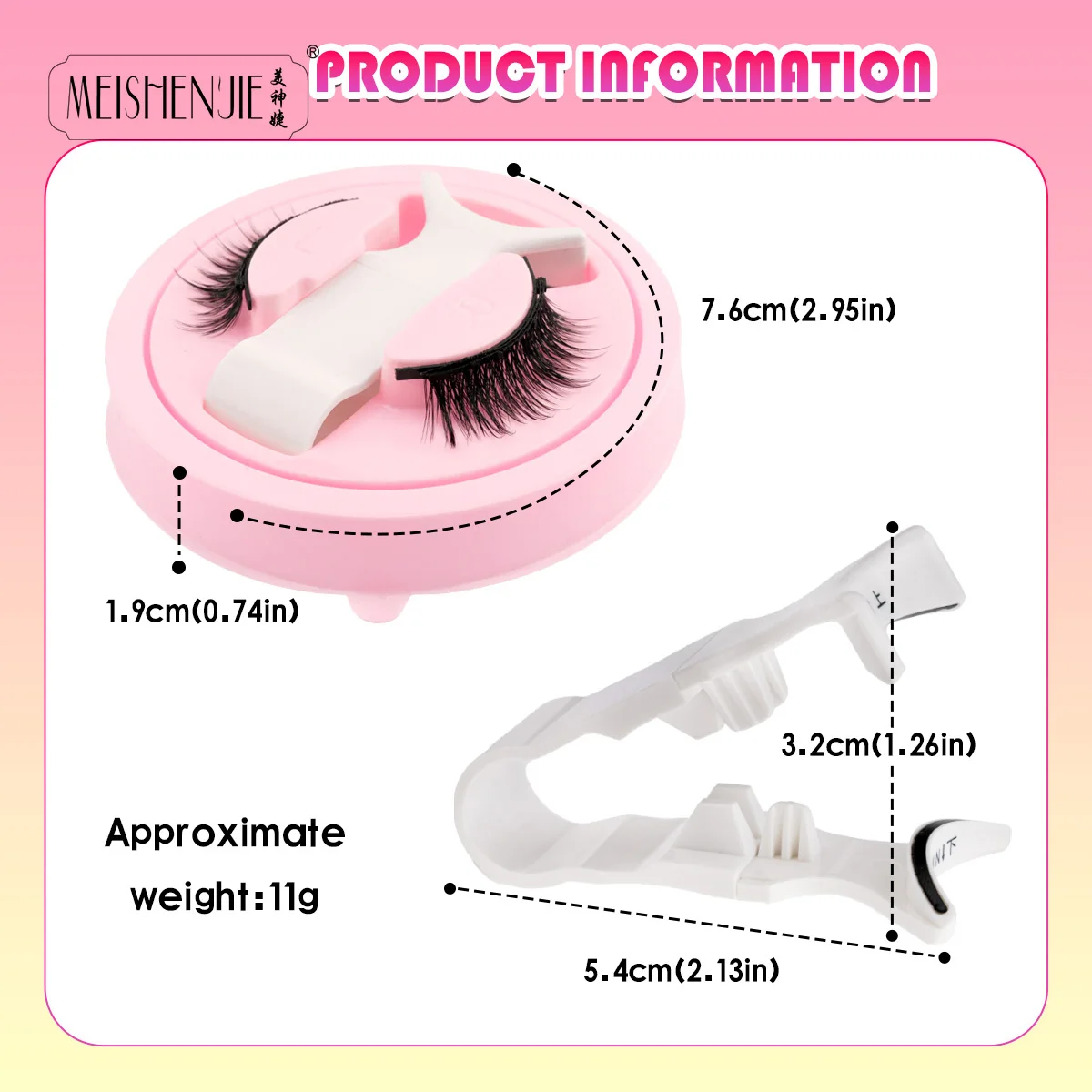 Magnetic Eyelashes Natural Long False Lashes with Tweezer Cosmetics Makeup Tools Reusable Magnetic Eye lashes 1 Pair fake eyelashes