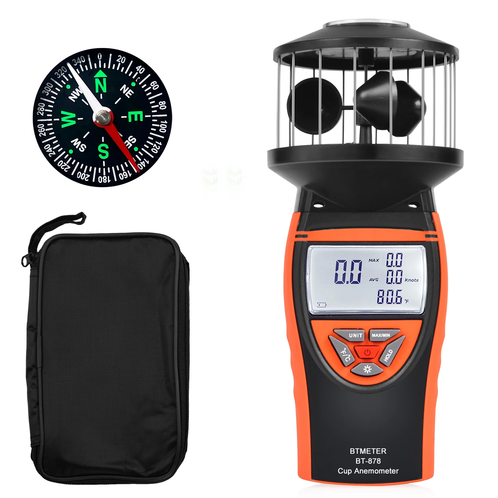 Digital Anemometer for Outdoor, Wind Cup Speed Meter BT878 , High