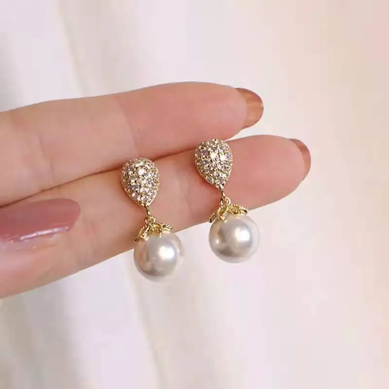 

Real White Pearl Jewelry Genuine 925 Sterling Silver Drop Earring Women Aros Mujer Oreja Orecchini Bizuteria Silver 925 Jewelry