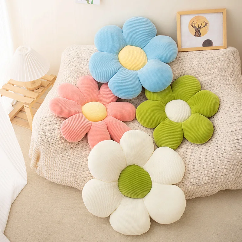 

35/45/55cm Stuffed Six Petal Flower Cushion Girly Room Decor Eight Petal Sunflower Pillow Window Chair Seat Bedroom Sofa Decor