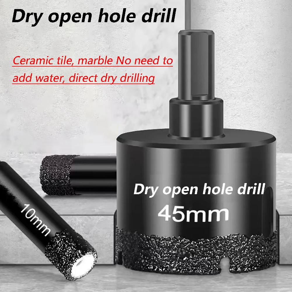 32-65mm Brazed Dry Ceramic Tile Drill Bit For Porcelain Tiles Marble Glass Granite Hole No Need To Add Water To Drill Directly 20 65mm marble hole opener ceramic glass jade vitrified tile all porcelain granite dry drilling bit ferramentas