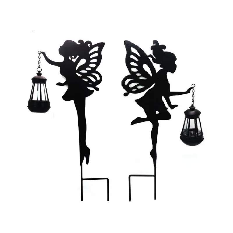 Solar household lawn lamp outside wrought iron flower fairy lantern ornaments to insert garden decoration landscape lamp