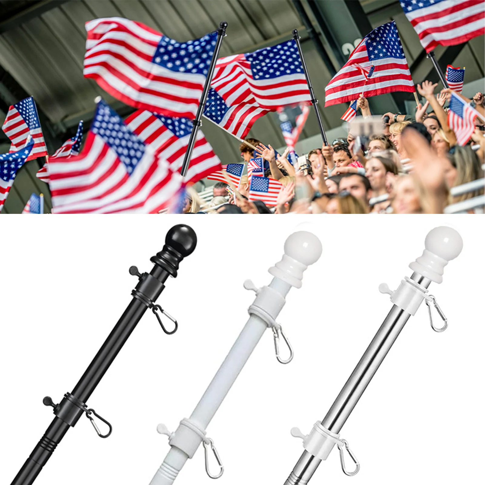 1 POTEAU DE Drapeau Télescopique 6 M Avec Fonction Rétractable Pointeur