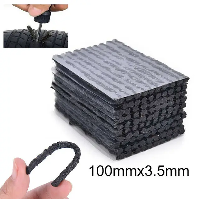 100Pcs Car Tubeless Tire Repair Rubber Strips for Auto Motorcycle Vacuum Tyre Puncture Emergency Plugs Seal Tape Repair Tool 1