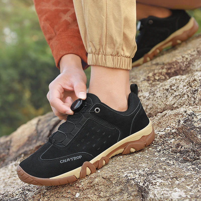 2023 New Rotary Buttons Men Casual Shoes Suede Leather Sneakers For men Outdoor Hiking Shoes