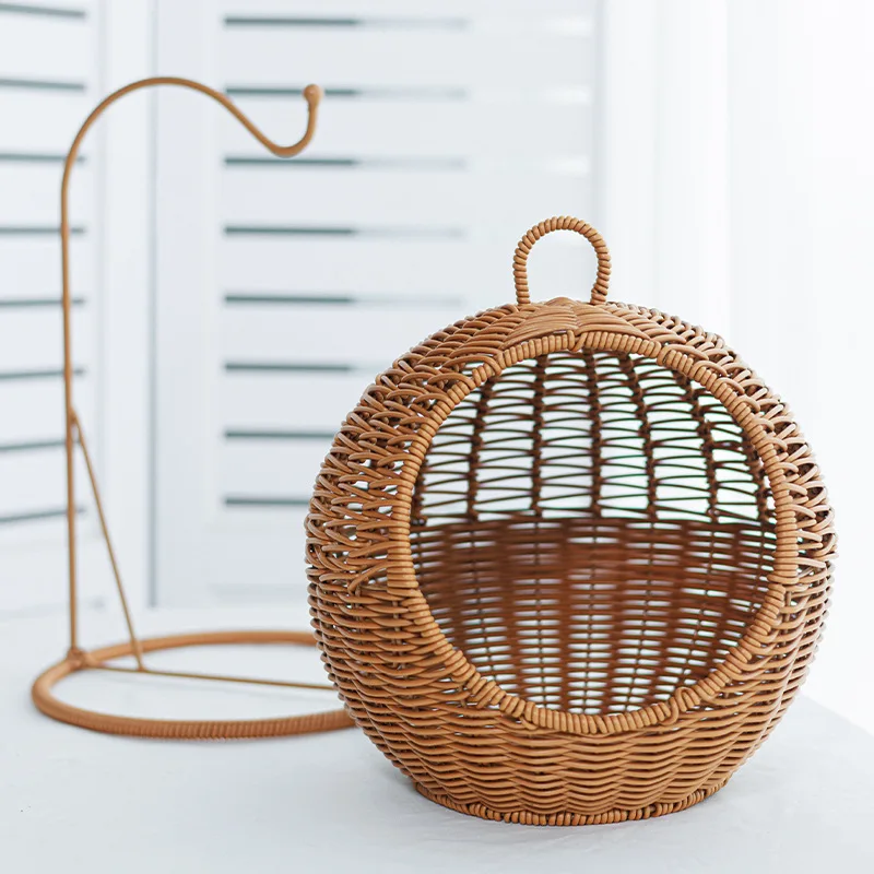 Rattan Cat Cage Household Small Apartment Cat Nest Hanging Basket Summer Semi-enclosed Four-season Universal Bed Villa