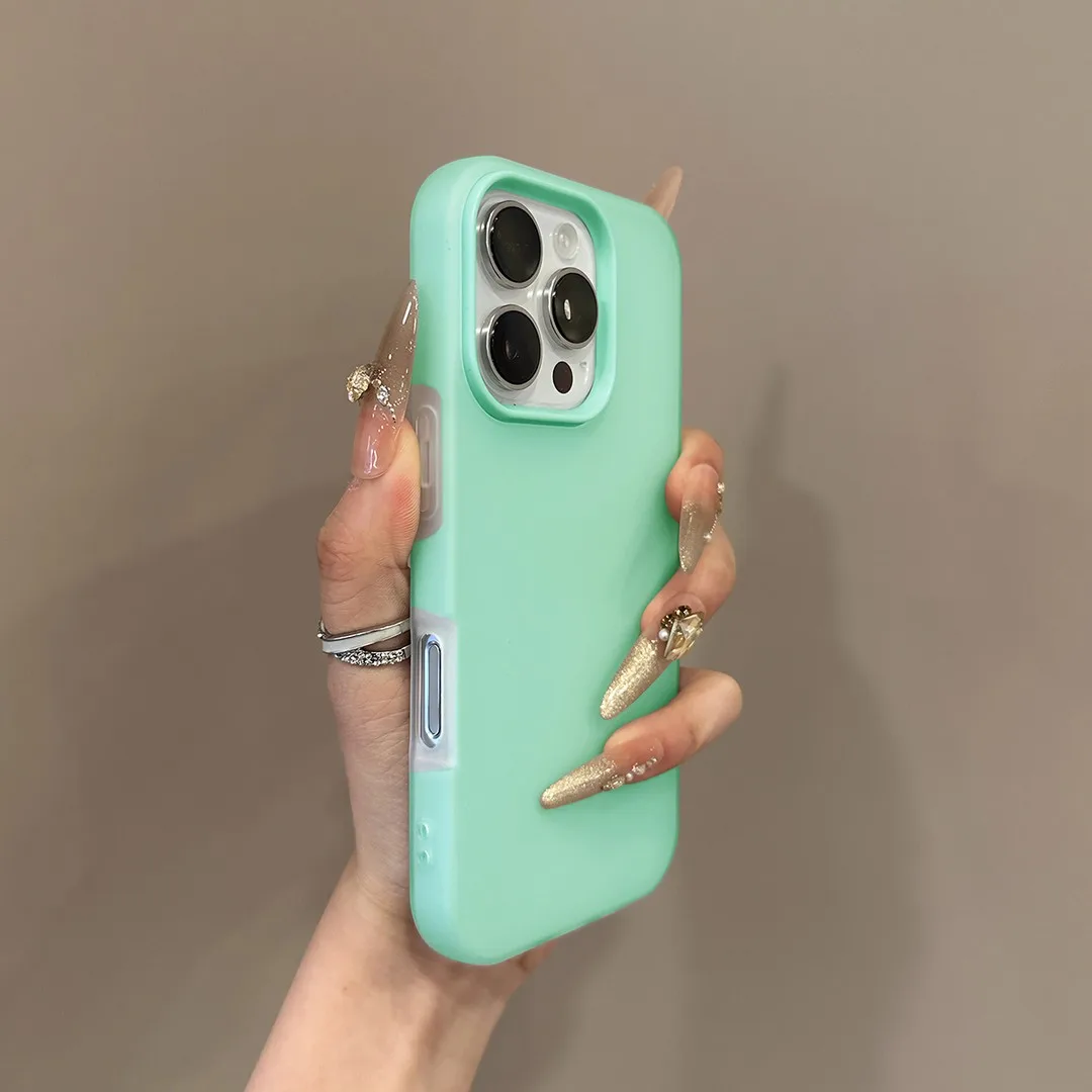 Luxury 2-in-1 Candy Color Clear Matte Phone Case - Shockproof Bumper Soft Jelly Cover