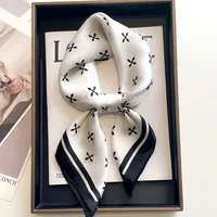 Luxury Design Horse Print Silk Square Scarf Women Soft Satin Hairband Neckerchief Office Hijab Headband Foulard Gift 70*70cm 2