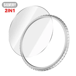 Enhanced Bezel Ring Styling Frame Case Cover Protector with Glass Film for watch 8 classic (2 in 1 Silvery)