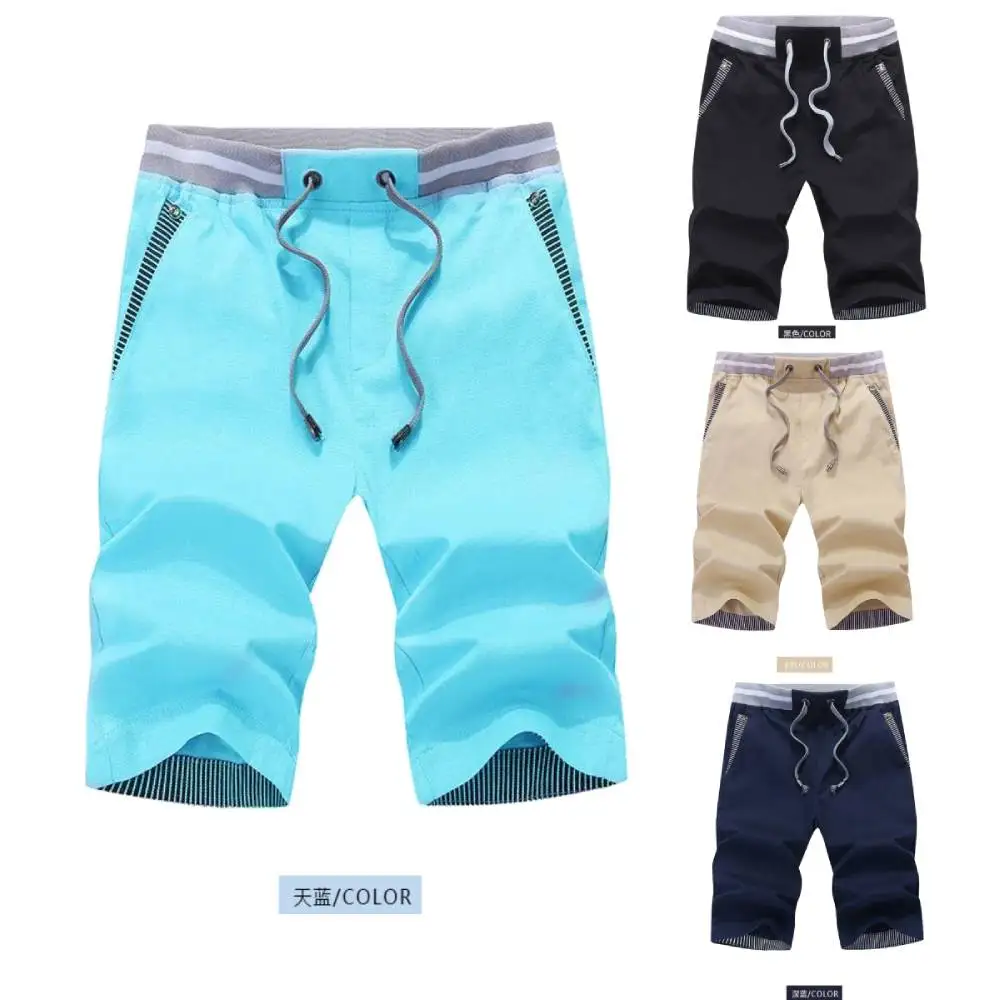 Mens Casual Trousers Drawstring Pockets Cotton Beach Short Pants Fitness Jogger Workout Slacks Sweatpants Man Sports Shorts