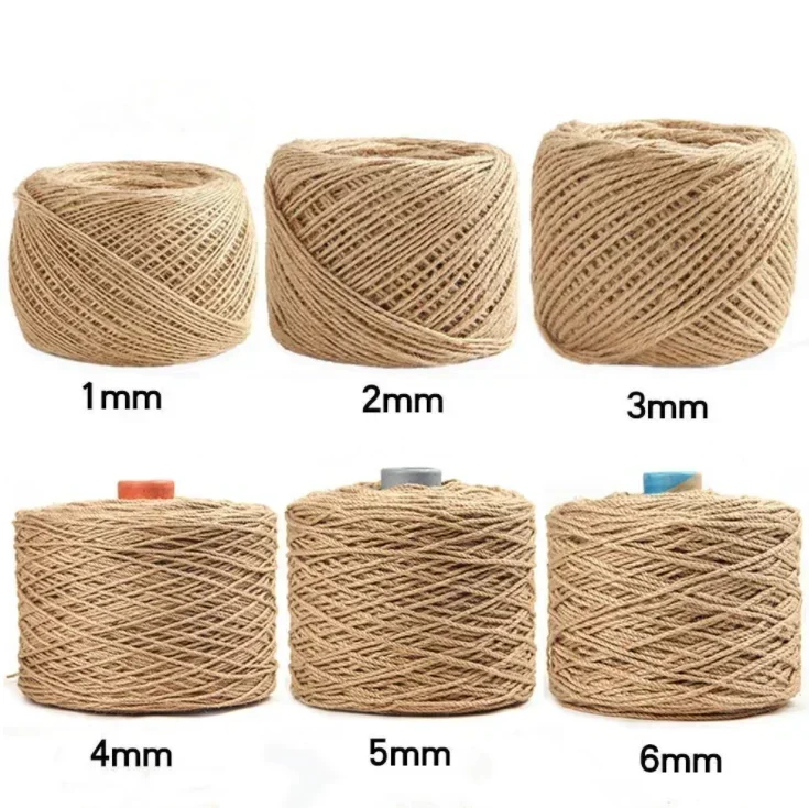 3mm-20mm 천연 황마 끈 삼베끈 대마 로프 파티 웨딩 선물 DIY 플로리스트 공예 포장끈 크리스마스 장식