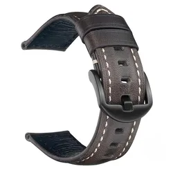 Quick Release Handmade Vintage Oil Waxed Leather Watch Band Strap - 20mm (Grey)