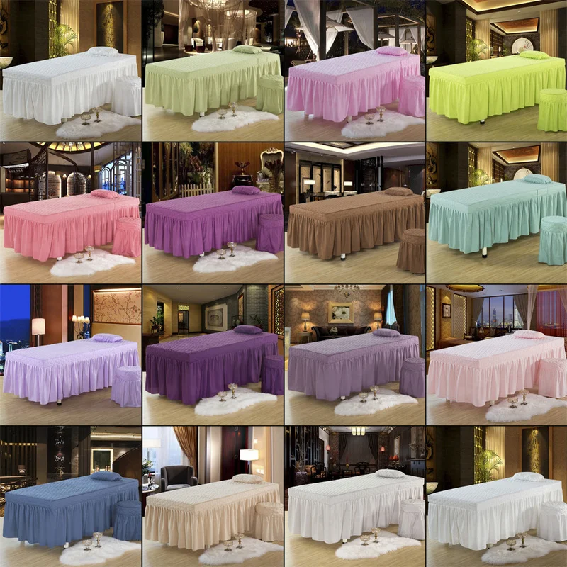 1pcs Bed Sheet Only Solid Beauty Salon Massage Table Bed Sheet Skin-Friendly Massage SPA Full Cover with Skirt No Pillowcase