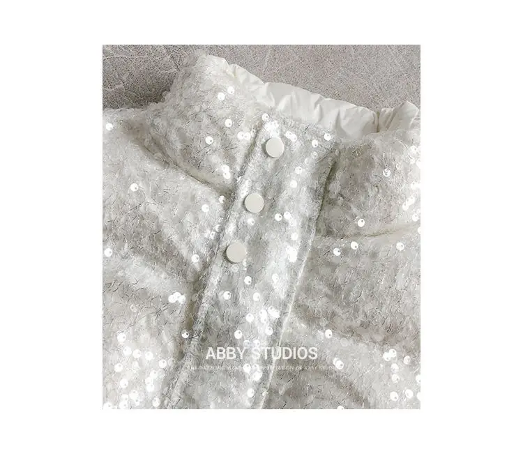 Sequined White Duck Down Short Down Jacket Women Thicken Parkas 2025 New Fashion Down Jacket Women Korean Loose Parka Coat