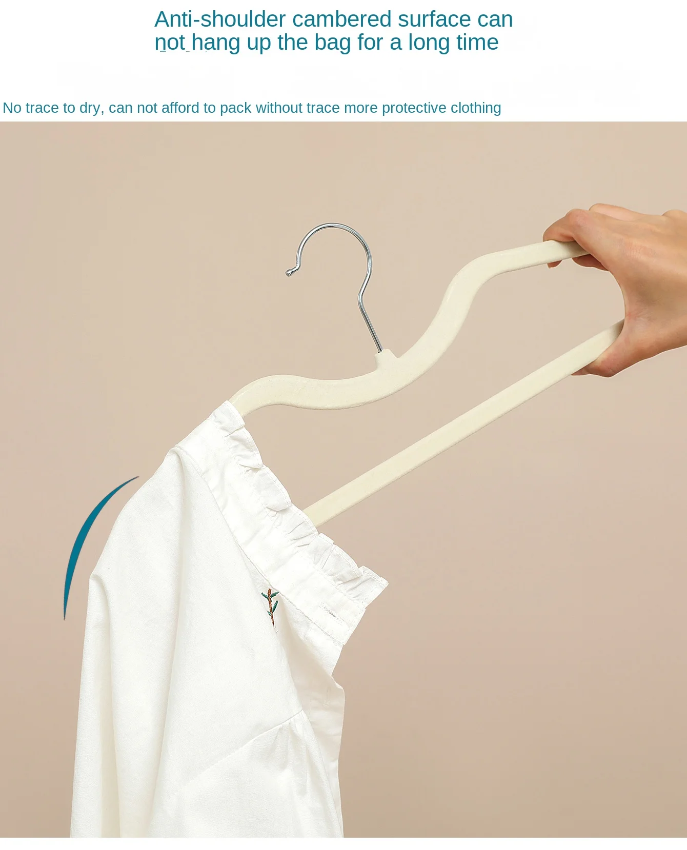 Clothes Hanger Cloth Flocking Plastic Space saving Anti slip Short Neck 10pcs