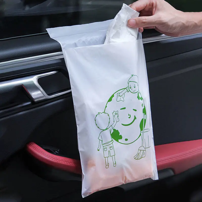 20Pcs Car Trash Bag Disposable Self-Adhesive Bags Sticking Type Auto Storage Seat Back Hanging Garbage Bag for Car Accessories
