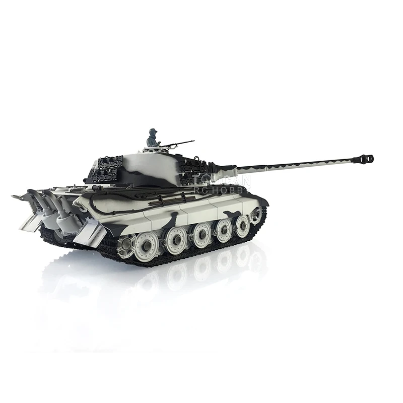 HENG LONG 1/16 7.0 Upgraded King Tiger RC Tank 3888A 360° Turret Barrel Recoil Tiger II White Steel Tracks BB Unit Toys TH19728 4