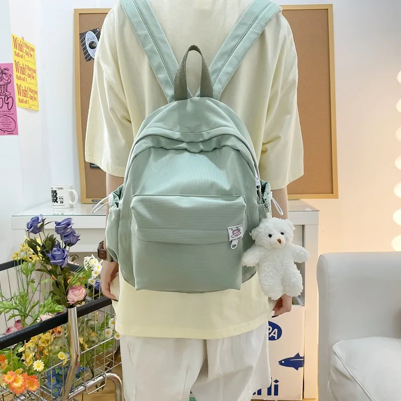 Women's Nylon Mini Backpack Fresh Look Double Strap Candy Colored Student Outdoor Camping Travel Backpack