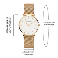 Hannah Martin Women Watch Original Imported Japanese Movement Stainless Steel Mesh Belt Classic Minimalist Wind Rose Gold Watch 2